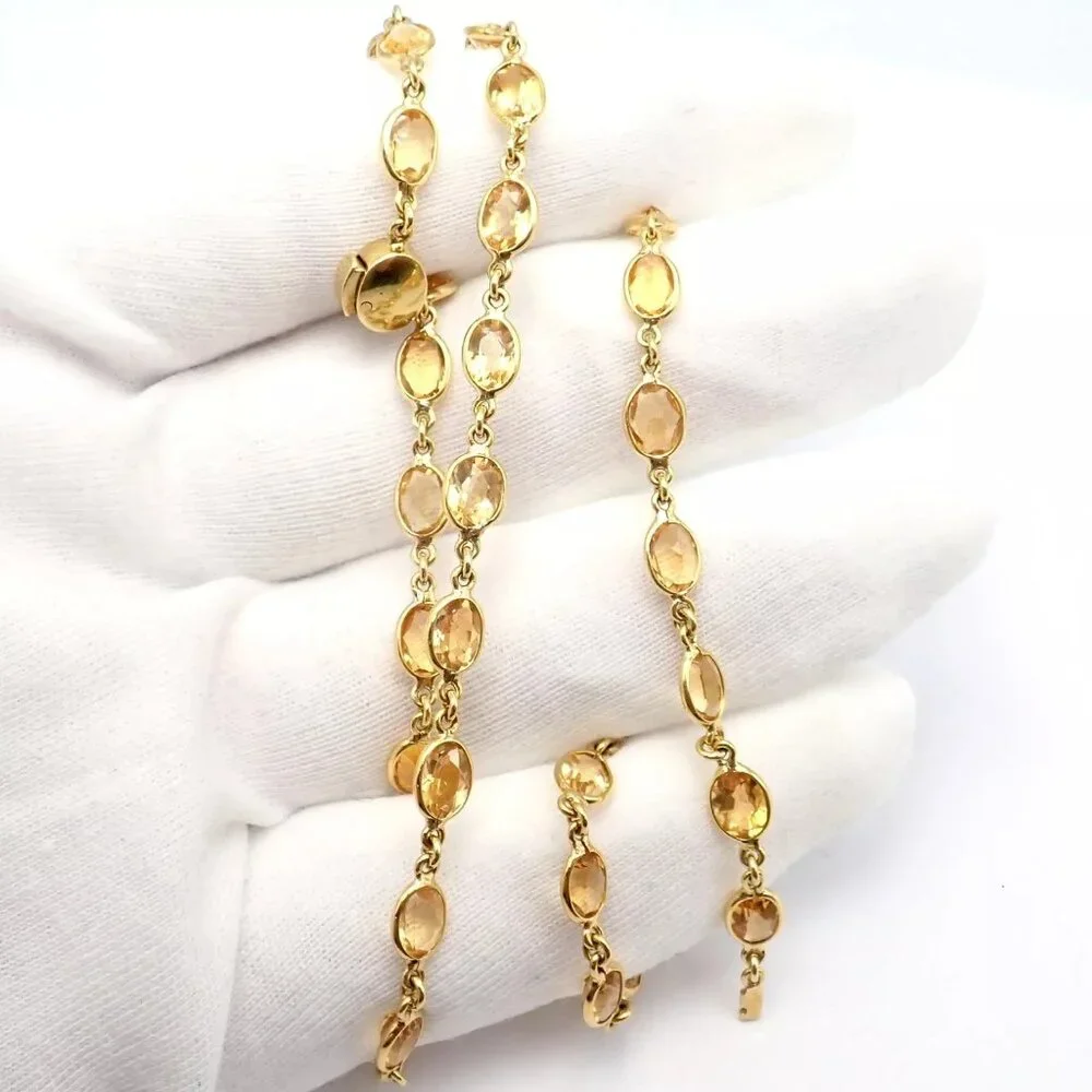 Rare! Authentic Laura Munder 18k Yellow Gold Citrine Long 24